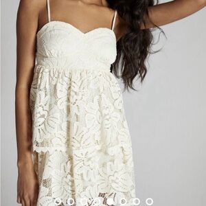 Maeve Strapless White Lace Dress